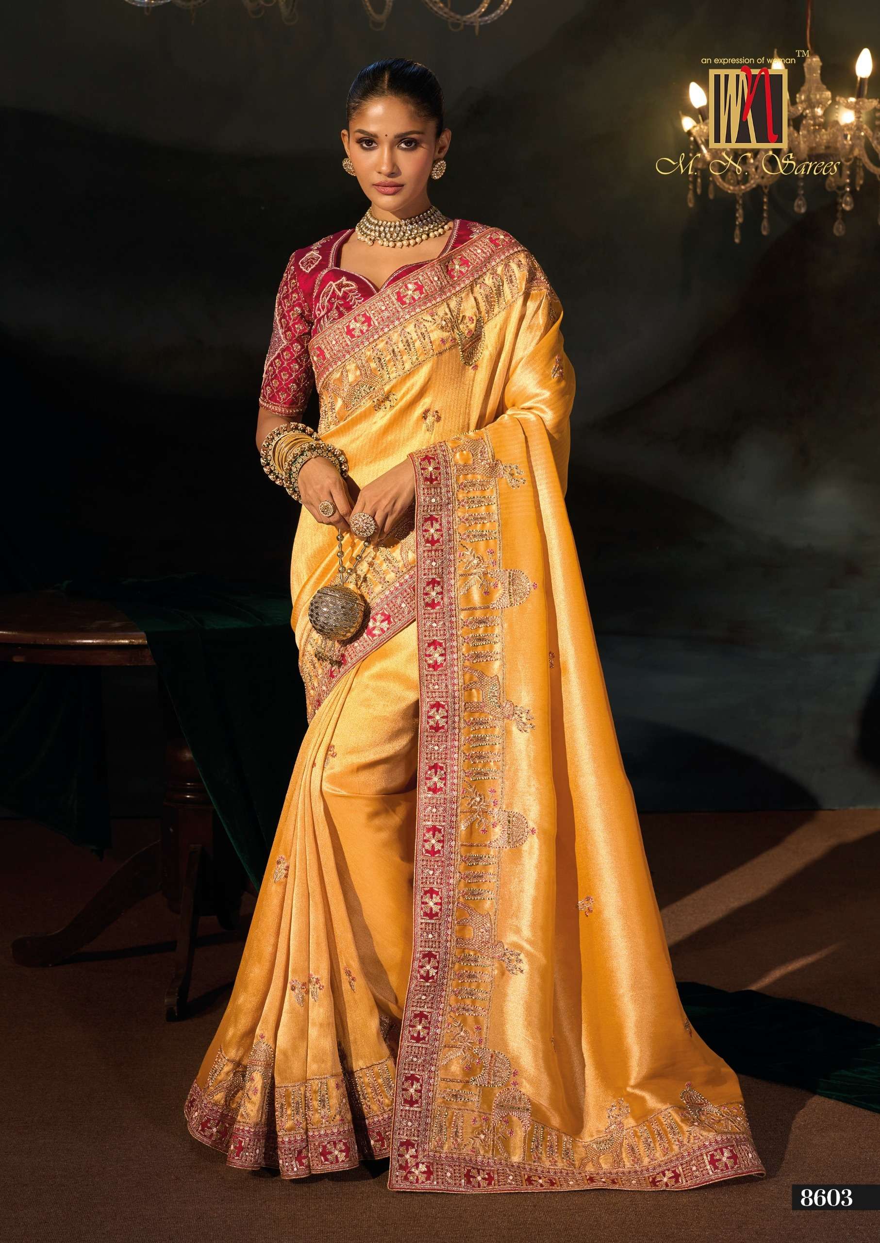 M N 8600 Series 8601 To 8613 the Royal and classic Heritage Collection saree wholesale in surat